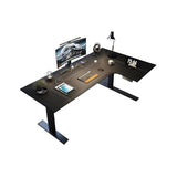 zhongxlla Standing Desk, Adjustable Height L-Shaped Leather PC Desk