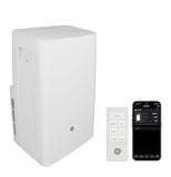GE 8,000 BTU DOE Smart Portable Air Conditioner for Rooms up to 350 Sq Ft, Compact 3-in-1 AC with Dehumidifier & Fan, Auto Evaporation No-Drain, Remote, Window Kit Included