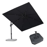 PURPLE LEAF 9' X 12' Right-left Tilt Patio Umbrella with Base Outdoor Cantilever Swivel Rectangle Umbrella, Grey