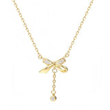YOIHUR Gold Necklace for Women, Heart Necklace, Gift & Bow Pendant Necklace, Dainty Cubic Zirconia Choker Necklaces, Jewelry for Women,Ideal Gifts for Girlfriend, Wife and Mother（Eternal Bond）