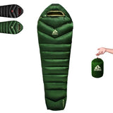 BUERTS Down Sleeping Bag for Adult Backpacking Trips, 620FP, Cold Weather Sleeping Bag, 20°F, 40°F, 60°F. Mummy-Style for Hiking, Camping, and Mountaineering. Compact .(44℉ to 60℉, Green)