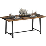 Industrial Dining Table for 8 People, 70.9" Long Rectangular Kitchen Table with Large Tabletop and Steel Legs for Dining Room