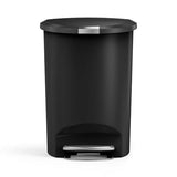 simplehuman 50 Liter / 13 Gallon Semi-Round Kitchen Step Trash Can with Secure Slide Lock