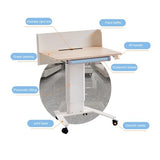 Mobile Laptop Lectern Podium Stand, Height Adjustable Podium Pulpits, Portable Floor Standing Podium with Wheels