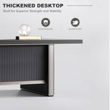 71 inch Modern L Shaped Gray Executive Desk with Combination Lock Drawer