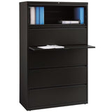 Pemberly Row 42-in Wide Metal Lateral Filing Cabinet, Black Powder Coat Finish