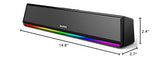 Bluetooth 5.3 PC Speakers with Dynamic RGB Light, Wired USB Plug & Play Computer Sound Bar