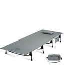 iClimb Super Easy Assemble Folding Cot Ultralight Compact Heavy Duty with Carry Bag for Adults Camping Backpacking (Grey)