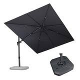 PURPLE LEAF 9' X 12' Right-left Tilt Patio Umbrella with Base Outdoor Cantilever Swivel Rectangle Umbrella Offset Umbrella, Light Grey