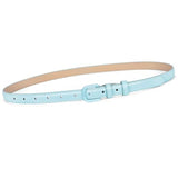 WHIPPY Women Skinny Leather Belt Thin Waist Jeans Belt for Pants in Pin Buckle Belt, Blue, Pants Size 42-47 Inches