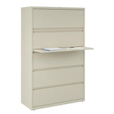 Pemberly Row 42-in Wide Metal 5 Drawer Lateral Filing Cabinet, Putty/Beige Finish