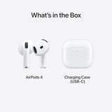 Apple AirPods 4 Wireless Earbuds, Bluetooth Headphones, Personalized Spatial Audio, Sweat and Water Resistant