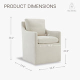 KISLOT Upholstered Dining Chairs with Casters, No Assembly Modern Accent Armchair with Rollers for Dining Room, Bedroom, Living Room, Reading Room, Already Assembled, Beige, 4 Box