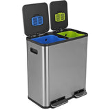 Compartment Step Trash Can – Kitchen Garbage Can with Waste & Recycling Bins – Slow-Close Lid, Odor Control, Hands-Free