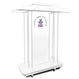 Customized Clear Church Pulpit with Wheels, 46”Transparent Church Podium