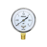 BPSSDI 0-3 Psi Low Pressure Gauge, Capsule Gauge, 304 Stainless Steel Case, 2.5" Dial Size, 1/4" NPT Lower Mount, Zero Adjustment, for Air Water Gas Pressure Test