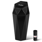 SZEOF Car Trash Can with Lid, Portable Vehicle Auto Garbage Can, Diamond Design Mini Garbage Bin (1 Pack,Black)