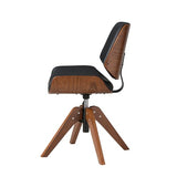 HULALA HOME Faux Leather Swivel Desk Chair No Wheels, Black
