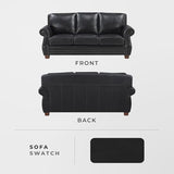 Lexicon 86" W Sofa, Top Grain Leather Match Comfy Sofa with Nailhead Trim, Rolled Arms