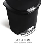 simplehuman 50 Liter / 13 Gallon Semi-Round Kitchen Step Trash Can with Secure Slide Lock
