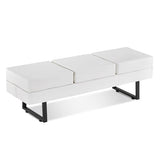 Heavy Duty Office Guest Reception Bench, Faux Leather Upholstered Lobby Chairs for Salon,