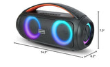 Dolphin LX-220 Boombox Bluetooth Speaker | Loud & Crisp Sound - IPX5 Waterproof with Long-Lasting Battery & Party Ring Lights for Gym, Outdoors, Shower, Beach, Pool, Portable, Rechargeable