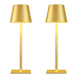 Yogaret 2 Pack Gold Rechargeable Table Lamps, Cordless Lamp with 6000mAh Battery Operated, Wireless Lamp for Restaurant
