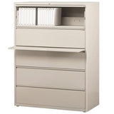 Pemberly Row 42-in Wide Metal 5 Drawer Lateral Filing Cabinet, Light Gray