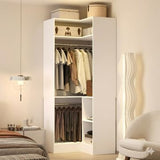 HOMPUS Corner Closet System, 80” L-Shaped Corner Wardrobe with Shelves & Hanging Rods, Walk-in Closet Organizer, Wood Wardrobe Organizer for Small Space, Entryway, Living Room, Freestanding, White