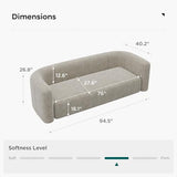 Luxury Modern Tight Curved Back Velvet Sofa, Minimalist Style Comfy Couch for Living Room Apartment