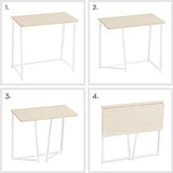 Folding Desk, Small Foldable Desk 31.5" for Small Spaces, Space Saving Computer Table Writing Workstation, Oak