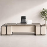Modern L Shaped Executive Desk with Drawers, 78 inch Large Home Office Desk with Cabinet and USB Ports Thickened Desktop Writing Study Table Business Furniture Workstation for CEO Boss Manager
