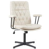 HoeuThien Desk Chair Without Wheels Swivel Tilt Home Office Chair with Criss Cross Legs Solid Accent Armchair Cream White