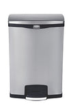 Rubbermaid Commercial Slim Jim Stainless Steel Front Step-On Wastebasket, 24 gal, Black Trim