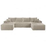 134" U-Shaped Compressed Foam Sofa, Vacuum Packed Boneless Cloud Couch