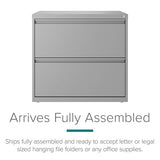 Hirsh 30 inch W 2 Drawer Metal Lateral 101 File Cabinet Arctic Silver