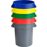 Round Trash Can with Lid and Dolly Rolling Waste Container, Ingredient Bin, Heavy-Duty Plastic, Anti-Static, Kitchen