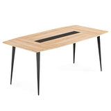 6 FT Conference Room Table, 70.86L x 35.43W x 29.52H Inches Boat Shaped Meeting Seminar Boardroom Table