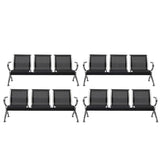 Waiting Room Bench Set - Metal Office Guest Reception Seat Black Mesh Waiting Room Chairs with Armrest for Airport