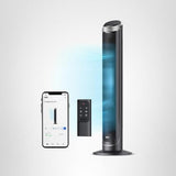 DREO Smart Tower Fan for Bedroom, 90° Oscillating 40" Standing Fan, 26ft/s High-Speed 5 Speeds 4 Modes, Quiet Room Floor Fans, Touch/Remote/APP & Voice Control, Work with Alexa, 12H Timer, Silver