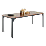 Rectangle Dining Table, 71 inch Length Large Wood Tables for 6-8 Person, Farmhouse Dinner Furniture, Rustic Conference Desk with Iron Legs