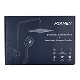 Shower Head Combo, Black 8'' High Pressure Rain/Rainfall Shower Head,5 Ryamen