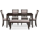 Signature Design by Ashley Langwest Classic Upholstered Dining Table and 4 Chairs and Bench, Set