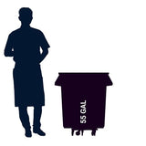 5 PACK! 55 Gallon Round Trash Can with Lid and Dolly, 200 Liter Commercial Trash Can