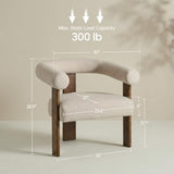 VKNOW Barrel Accent Chairs Set of 2 with Armrests and Walnut Wood Legs