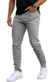 GINGTTO Skinny Jeans Men Grey Stretch Slim Fit Elatic Waist Tapered 32