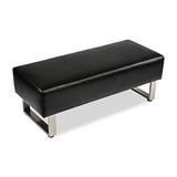 Faux Leather Bench, Black, 48"x20" Upholstered Padded Seat for Reception, Waiting Room