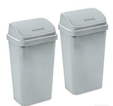 2-Pack Swing Top Wastebasket, 13 Gallon Kitchen Trash Can, Square Trash Can