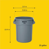 Rubbermaid Commercial Products BRUTE Heavy-Duty Round Trash/Garbage Can, 20-Gallon, Blue, Outdoor Waste Container
