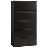 Hirsh 36 in W 5 Drawer Lateral File Cabinet, Black